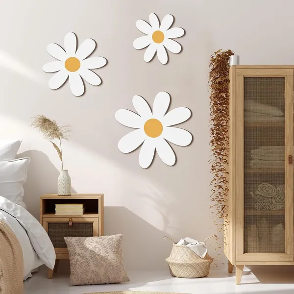 Beige_Daisy_Wall_Art_White_Wooden_Flower_Decor_Farmhouse_Hanging_Plaques_Home_Decor