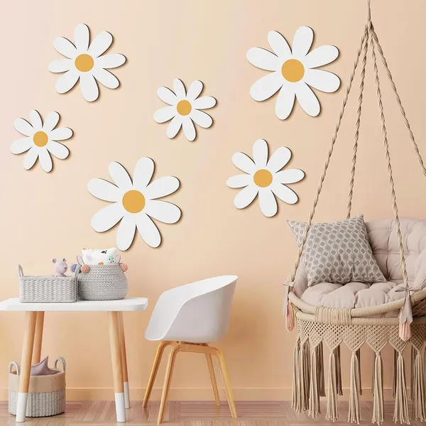 Beige_Daisy_Wall_Art_White_Wooden_Flower_Decor_Farmhouse_Hanging_Plaques_Home_Decor