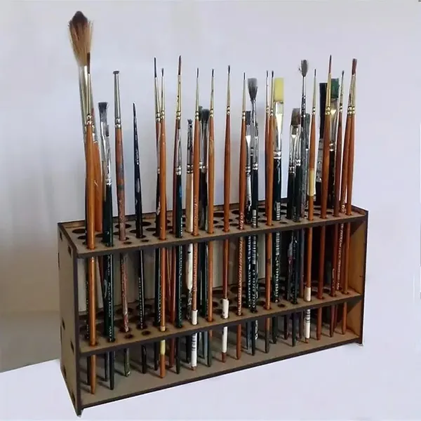 Beige_Slot_Wooden_Brush_Organizer_Foldable_Mdf_Art_Supply_Holder_General