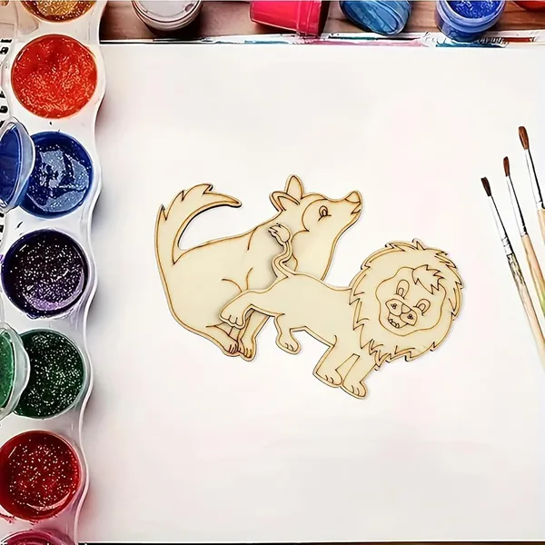 Beige_Jungle_Safari_Animal_Wooden_Cutouts_Diy_Painting_Craft_Kit_Lion_Tiger_Wolf_Leopard_Shapes_Kids