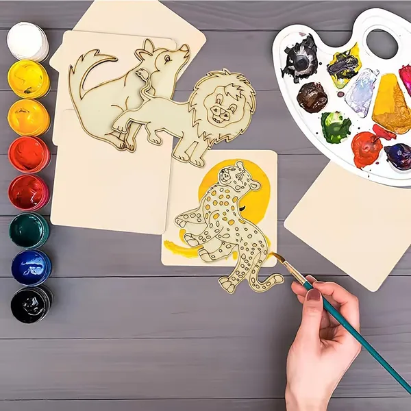 Beige_Jungle_Safari_Animal_Wooden_Cutouts_Diy_Painting_Craft_Kit_Lion_Tiger_Wolf_Leopard_Shapes_Kids