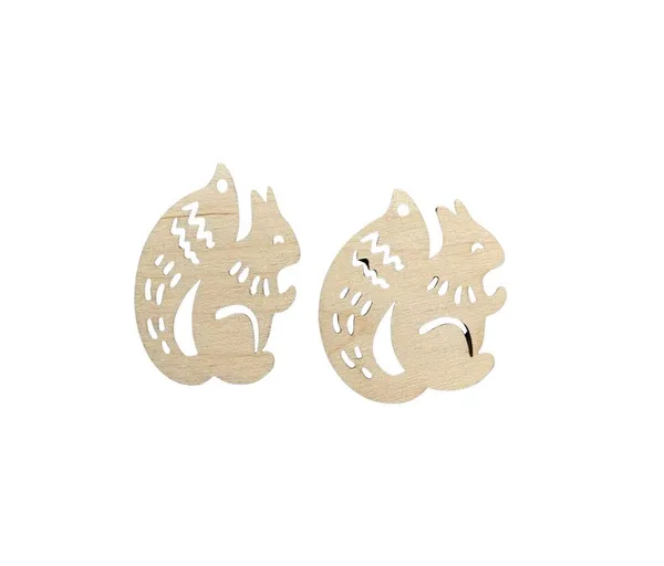 Beige_Pcs_Wooden_Squirrels_Earring_Diy_And_Craft