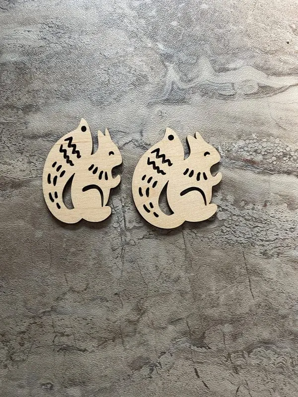 Beige_Pcs_Wooden_Squirrels_Earring_Diy_And_Craft