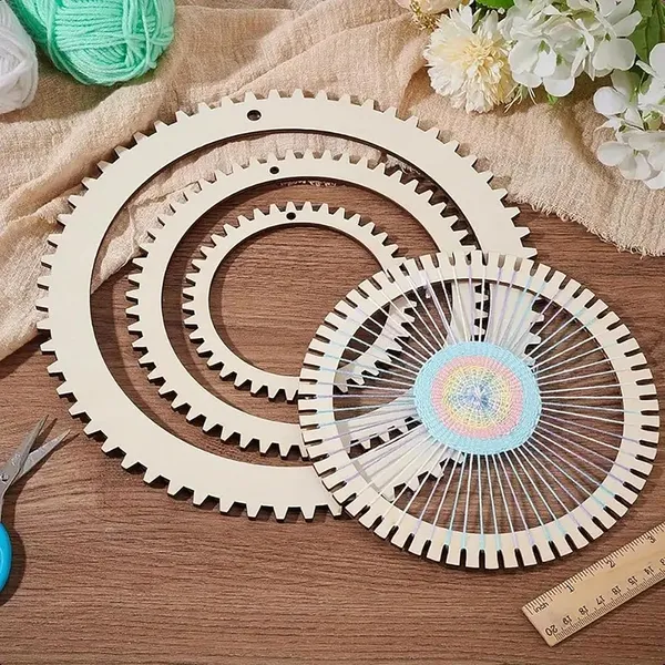 Beige_Round_Gear_Weaving_Loom_Kit_Diy_Wooden_Frame_Kids