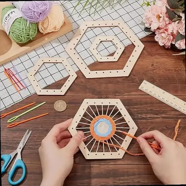 Beige_Hexagon_Crochet_Blocking_Board_Wooden_Loom_Kit_Diy_And_Craft
