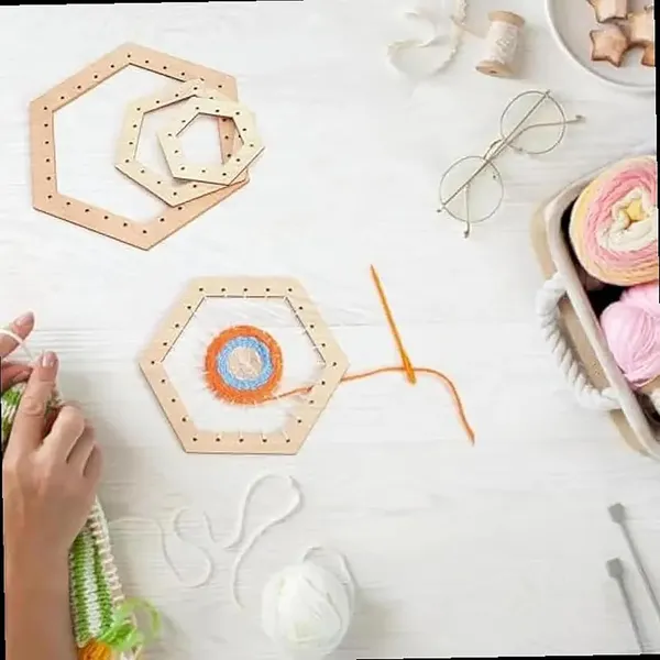 Beige_Hexagon_Crochet_Blocking_Board_Wooden_Loom_Kit_Diy_And_Craft