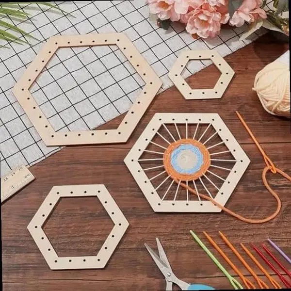 Beige_Hexagon_Crochet_Blocking_Board_Wooden_Loom_Kit_Diy_And_Craft