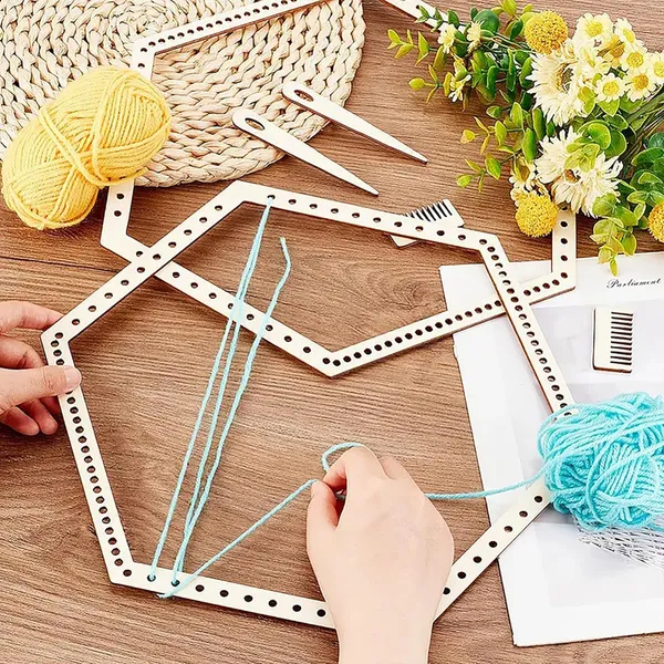 Beige_Sets_Wooden_Hexagon_Weaving_Loom_Kit_Diy_And_Craft