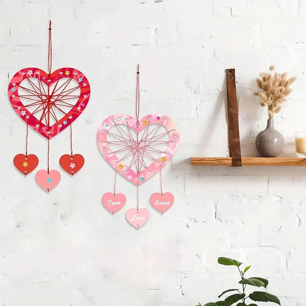 Beige_Heart_Shape_Dream_Catcher_Craft_Kit_Diy_String_Art_Valentines_Wall_Decor_Kids