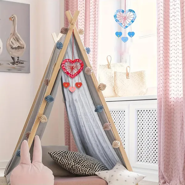Beige_Heart_Shape_Dream_Catcher_Craft_Kit_Diy_String_Art_Valentines_Wall_Decor_Kids