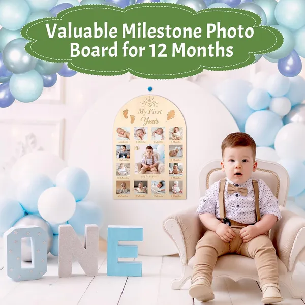 Beige_Double_Sided_My_First_Year_Photo_Frame_Wood_Board_Months_Baby_Picture_Display_Kids_Milestone_Frame_Baby