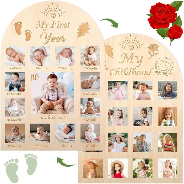 Beige_Double_Sided_My_First_Year_Photo_Frame_Wood_Board_Months_Baby_Picture_Display_Kids_Milestone_Frame_Baby
