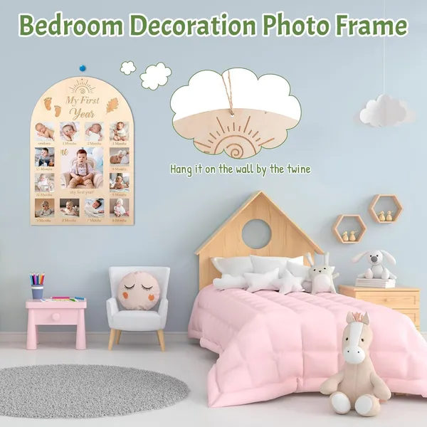 Beige_Double_Sided_My_First_Year_Photo_Frame_Wood_Board_Months_Baby_Picture_Display_Kids_Milestone_Frame_Baby