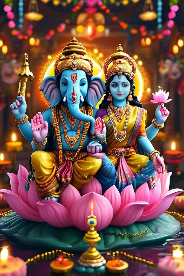 Multicolour_Laxmi_Ganesh_Wall_Art_Hindu_Spiritual_Metal_Print_Home_Decor