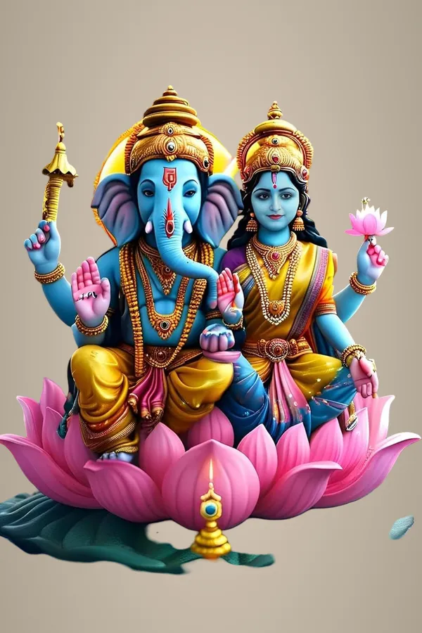 Multicolour_Laxmi_Ganesh_Wall_Art_Hindu_Spiritual_Metal_Print_Home_Decor