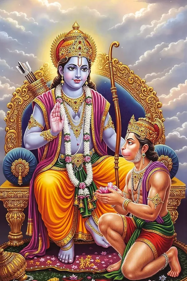 Multicolour_Ram_And_Hanuman_Wall_Art_Hindu_Religious_Decor_Home_Decor