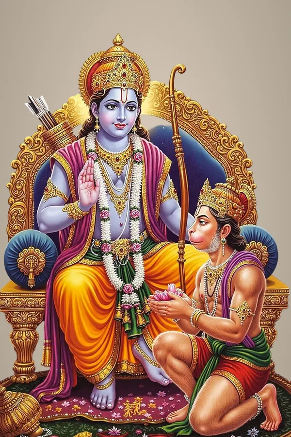 Multicolour_Ram_And_Hanuman_Wall_Art_Hindu_Religious_Decor_Home_Decor