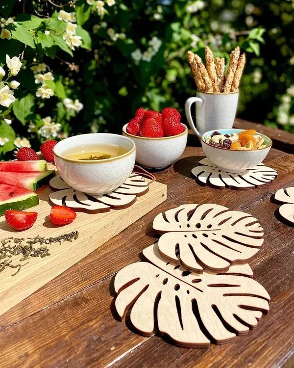 Beige_Americanelm_Wood_Coasters_Laser_Cut_Coasters_Monstera_Leaf_General