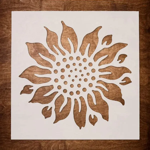 Beige_Wooden_Sun_Flower_Stencil_Home_Decor