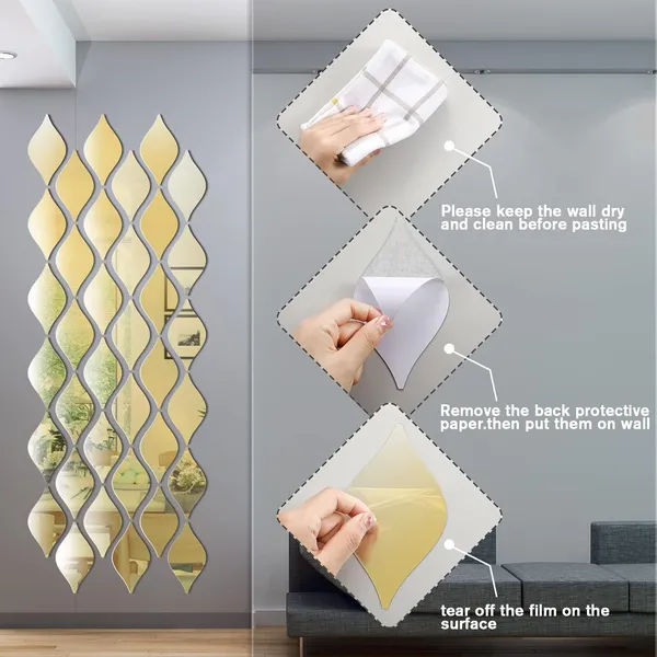 Mirror_Silver_Tear_Drop_Mirror_Stickers_Acrylic_D_Wall_Decor_Removable_Decals_Home_Decor