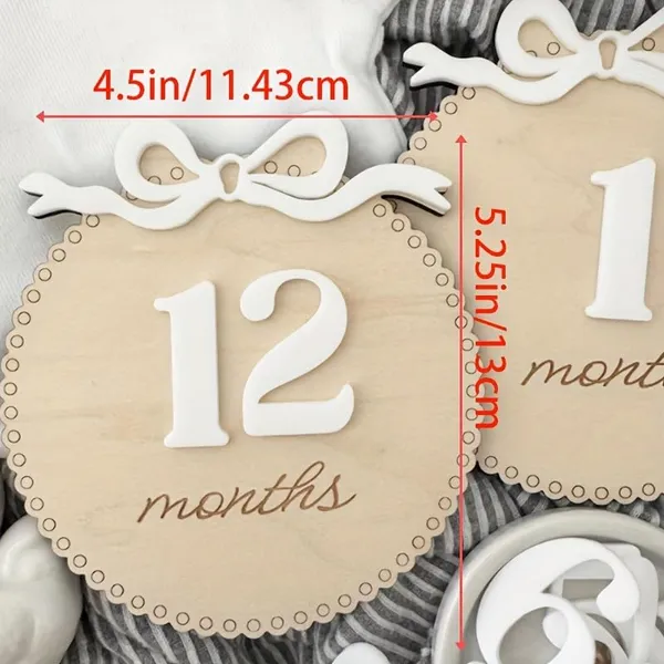 Beige_Wooden_Monthly_Milestone_Discs_Set_Baby_Photo_Props_Beige_White_Bow_Months_Birthday_Gift_Personalised_Name_Number_Keepsake_Wood_Keepsake_Baby