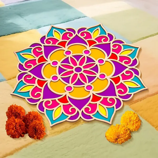 Beige_Wooden_Diy_Floral_Rangoli_Mat_Diy_And_Craft