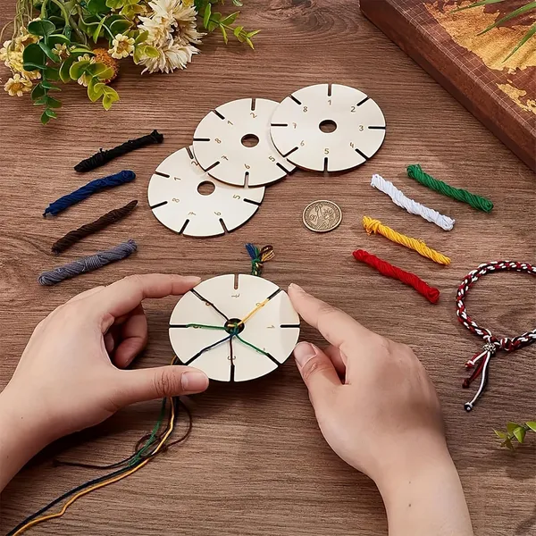 Beige_Wooden_Round_Braided_Loom_Diy_And_Craft