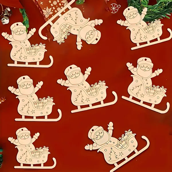 Beige_Wooden_Santa_Claus_Sled_Ornaments_General