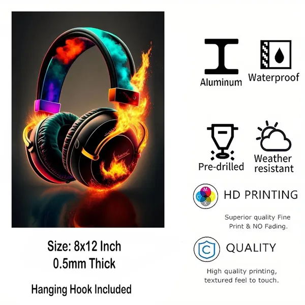 Multicolour_Headphone_Metal_Sheet_Wall_Poster_Retro_Music_Wall_Art_Home_Decor