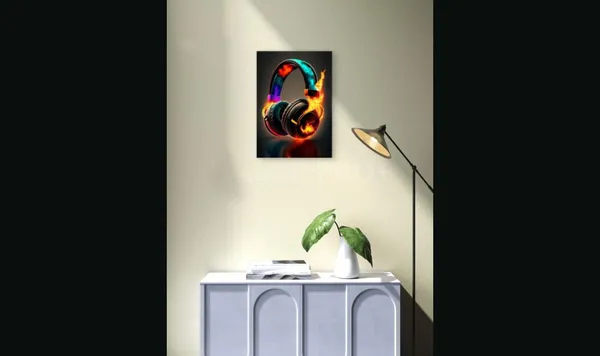 Multicolour_Headphone_Metal_Sheet_Wall_Poster_Retro_Music_Wall_Art_Home_Decor