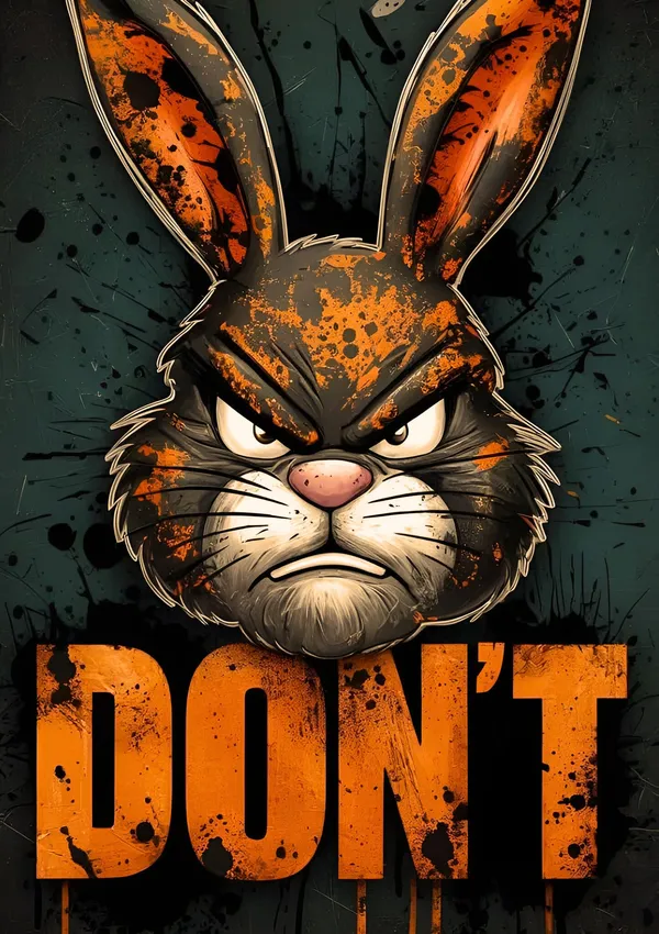 Multicolour_Angry_Rabbit_Don_T_Metal_Wall_Art_Glossy_Aluminum_Photo_Print_Waterproof_Wall_Decor_Home_Decor