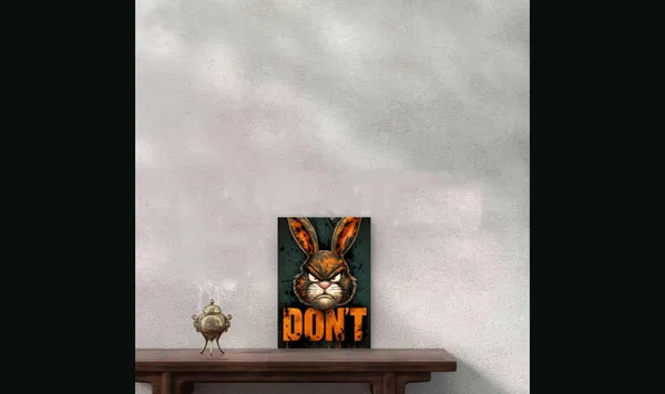 Multicolour_Angry_Rabbit_Don_T_Metal_Wall_Art_Glossy_Aluminum_Photo_Print_Waterproof_Wall_Decor_Home_Decor