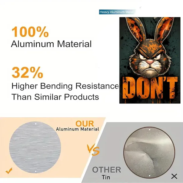 Multicolour_Angry_Rabbit_Don_T_Metal_Wall_Art_Glossy_Aluminum_Photo_Print_Waterproof_Wall_Decor_Home_Decor