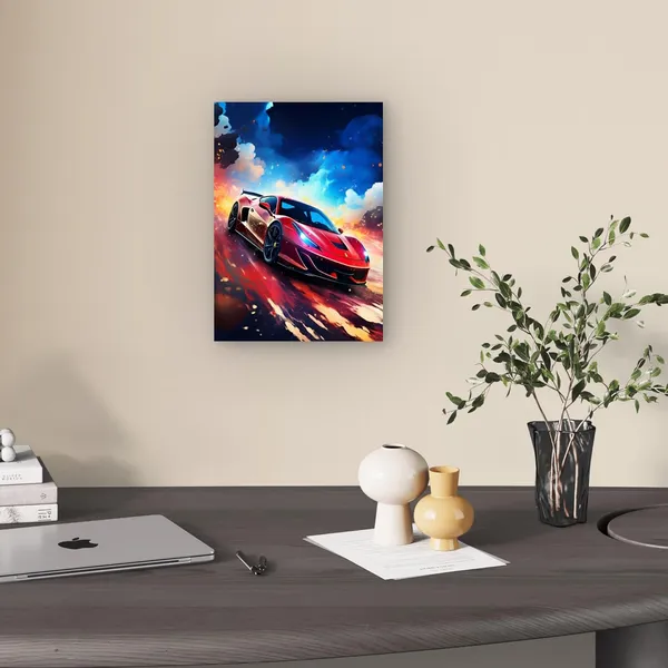 Multicolour_Ferrari_Car_Glossy_Metal_Wall_Art_Print_Aluminum_Photo_Painting_Home_Decor