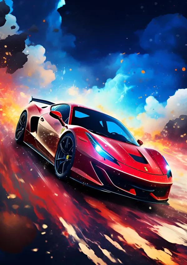 Multicolour_Ferrari_Car_Glossy_Metal_Wall_Art_Print_Aluminum_Photo_Painting_Home_Decor