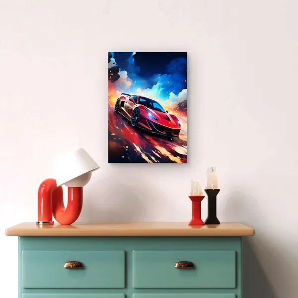 Multicolour_Ferrari_Car_Glossy_Metal_Wall_Art_Print_Aluminum_Photo_Painting_Home_Decor