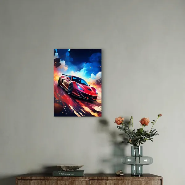 Multicolour_Ferrari_Car_Glossy_Metal_Wall_Art_Print_Aluminum_Photo_Painting_Home_Decor