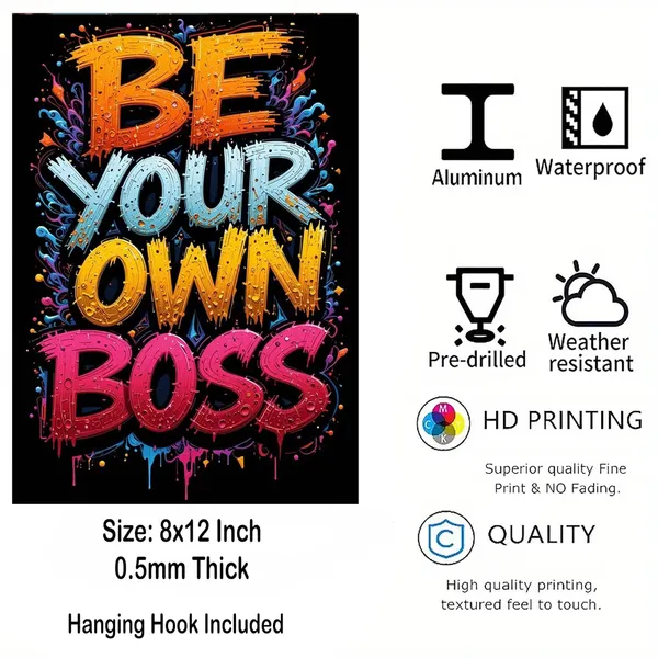 Multicolour_Be_Your_Own_Boss_Wall_Art_Metal_Poster_Glossy_Aluminum_Photo_Print_Office_Motivation_Wall_Decor_Waterproof_Fade_Resistant_Art_In_Home_Decor