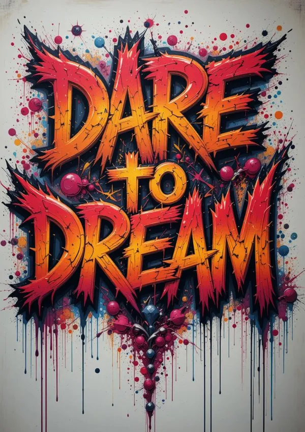 Multicolour_Dare_To_Dream_Metal_Wall_Art_Glossy_Aluminum_Poster_Home_Decor