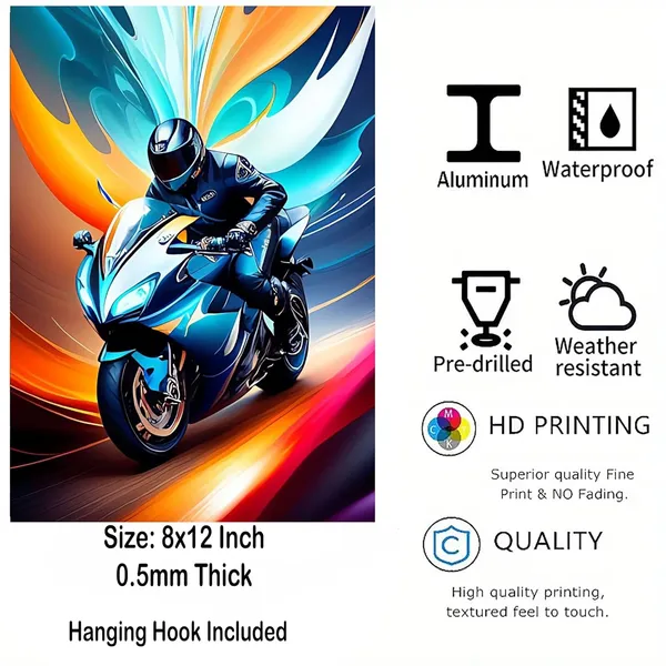 Multicolour_Bike_Ride_Glossy_Metal_Wall_Art_Hd_Aluminum_Photo_Print_Home_Decor