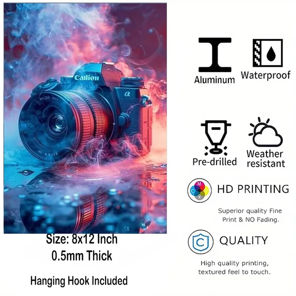 Multicolour_Camera_Metal_Wall_Art_Glossy_Aluminum_Photo_Print_Home_Decor