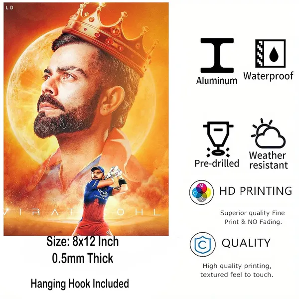 Multicolour_Virat_Kohli_Wall_Poster_Metal_Print_Glossy_Aluminium_Wall_Art_Home_Decor