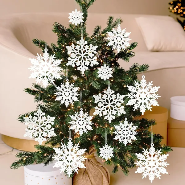 Grey_White_Flocked_Snowflake_Ornaments_Home_Decor