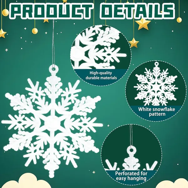 Grey_White_Flocked_Snowflake_Ornaments_Home_Decor
