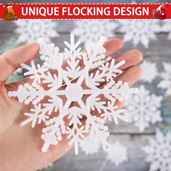 Grey_White_Flocked_Snowflake_Ornaments_Home_Decor