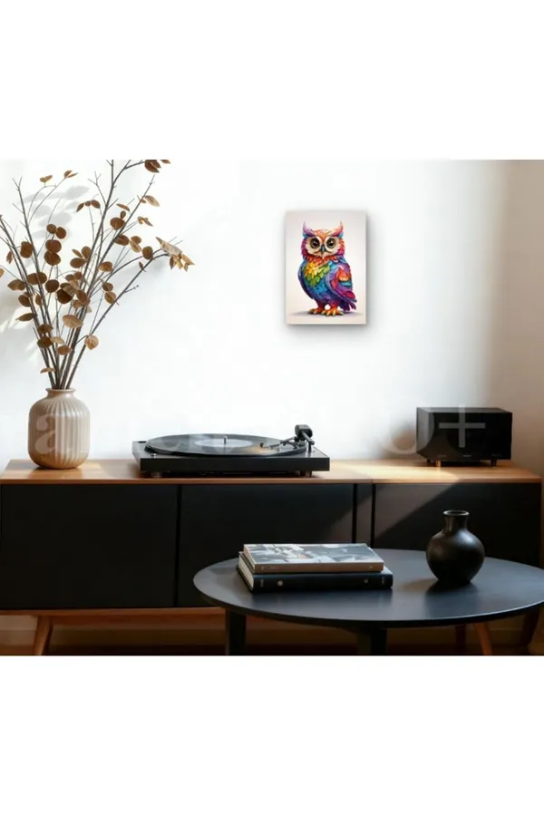 Multicolour_Multicolor_Owl_Glossy_Aluminum_Wall_Art_Rainbow_Metal_Print_Hd_Colorful_Artwork_Home_Decor
