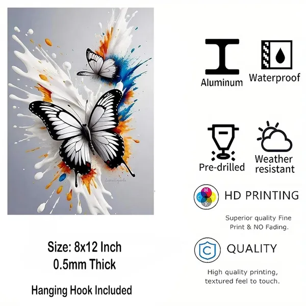 Multicolour_Butterfly_Glossy_Aluminum_Wall_Art_Design_Metal_Print_Home_Decor