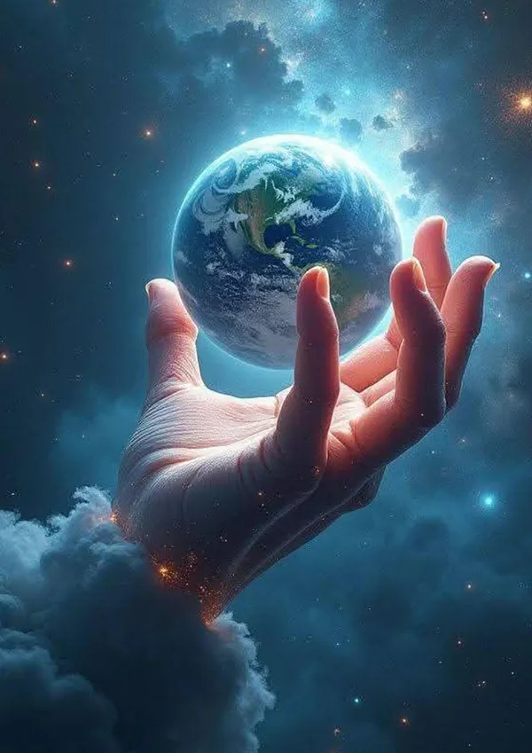 Multicolour_Earth_In_Hand_Glossy_Aluminum_Wall_Art_Inspirational_Metal_Print_Home_Decor