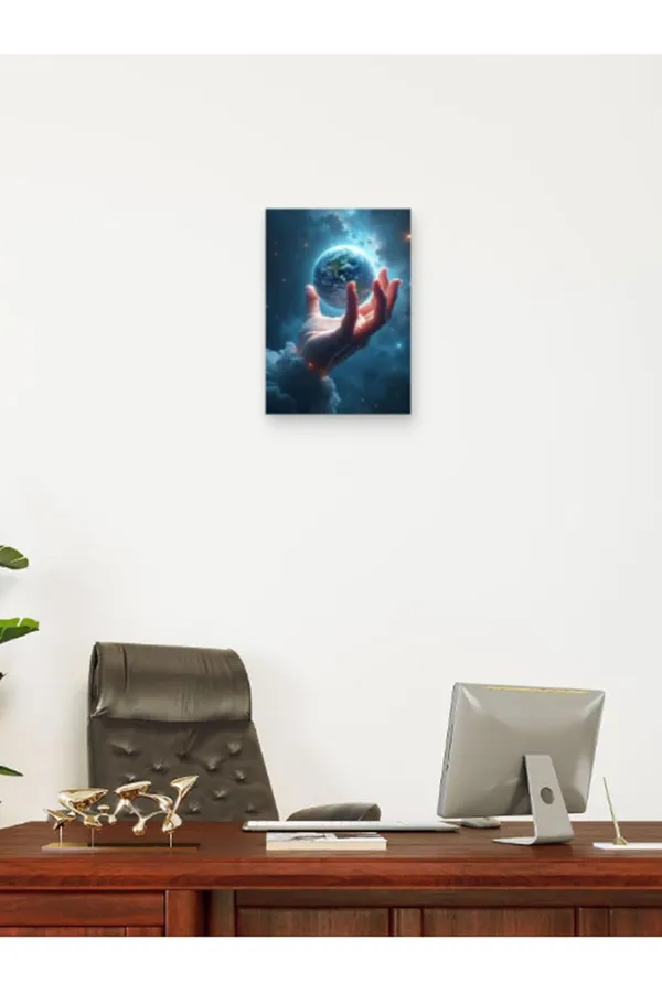 Multicolour_Earth_In_Hand_Glossy_Aluminum_Wall_Art_Inspirational_Metal_Print_Home_Decor