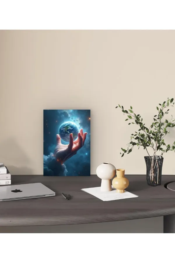 Multicolour_Earth_In_Hand_Glossy_Aluminum_Wall_Art_Inspirational_Metal_Print_Home_Decor